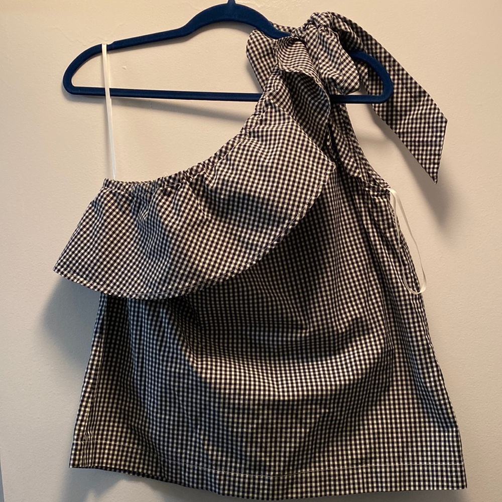 Vineyard Vines Womens gingham one shoulder sleeveless top, size 4